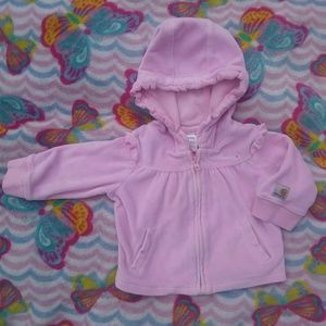3mo Girls Carhartt pink velour zip-up sweatshirt